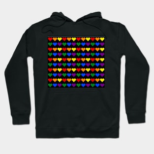 Colorful LGBT Polka Hearts pattern on black background Hoodie